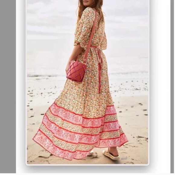 ⭐️ Maaji Josephine Cover Up Boho Beach Wrap Hipster Chic Hippie Art Maxi Dress - Picture 4 of 4